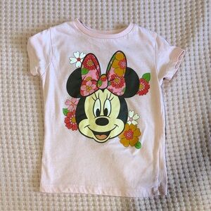 Disney Kids Light Pink Minnie Mouse Floral Tee